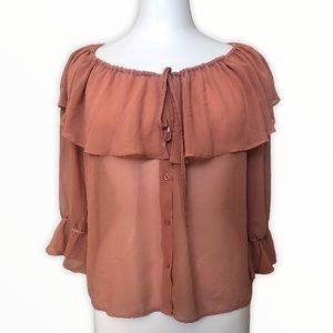 Forever 21 Sheer Peasant Blouse